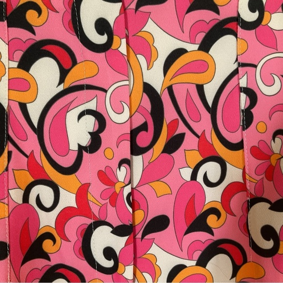 Zara NWT Women’s Pink/Black/Orange Psychedelic Print Cropped Trousers.  Size L - Picture 4 of 6